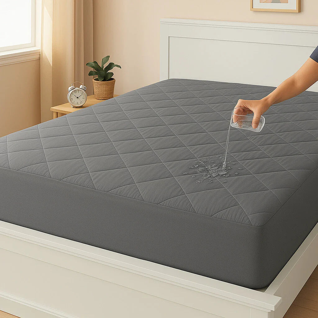 Fitted King Size Breathable, Stretchable, Waterproof Mattress Cover (Grey)