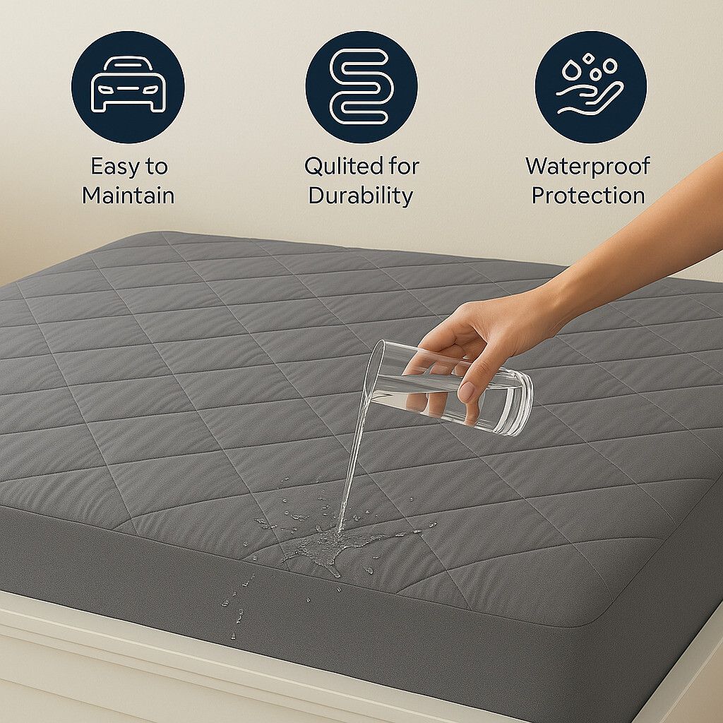 Fitted King Size Breathable, Stretchable, Waterproof Mattress Cover (Grey)