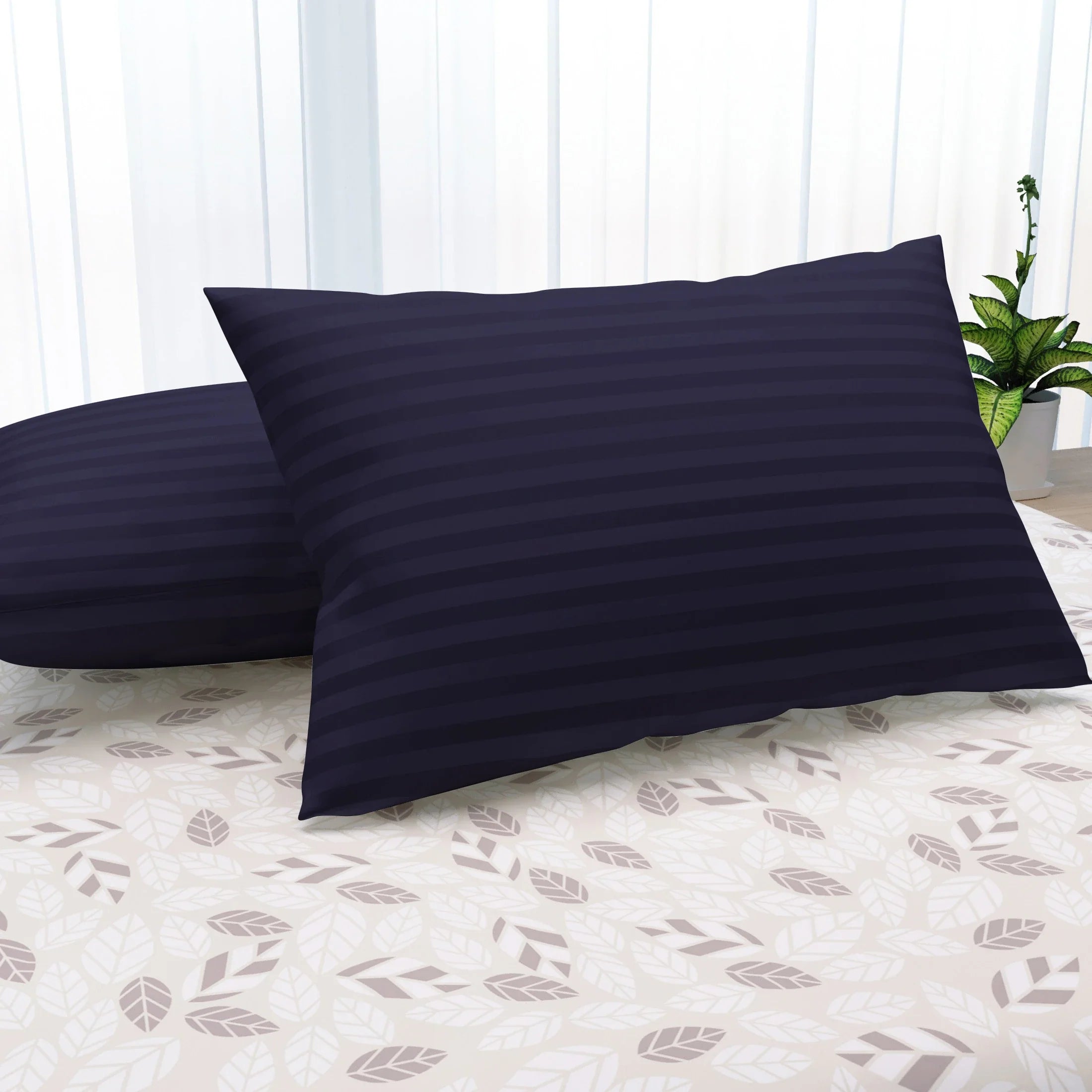 Microfibre Sleeping Pillow Pack of 2 Stripes (Black)