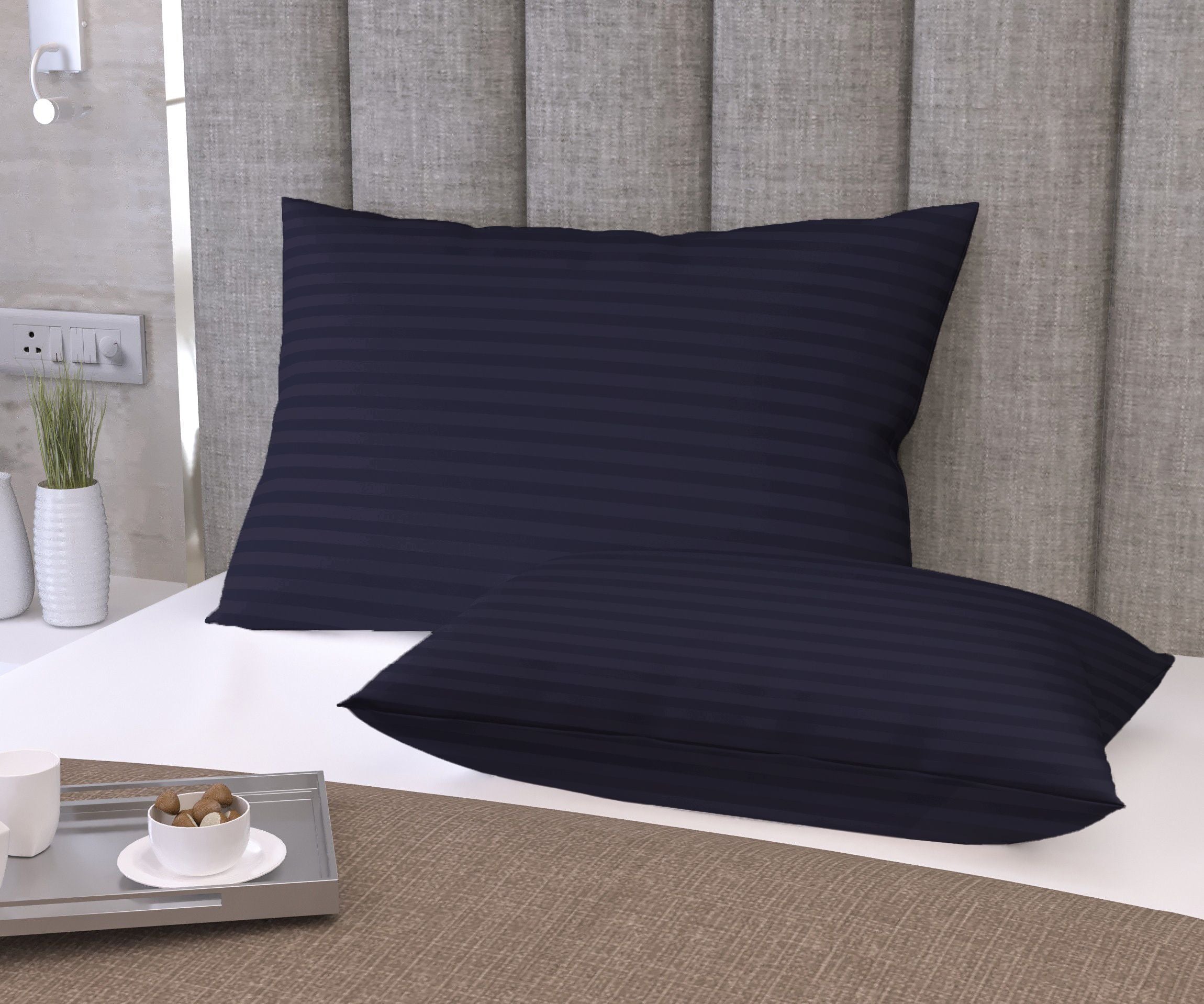 Microfibre Sleeping Pillow Pack of 2 Stripes (Black)