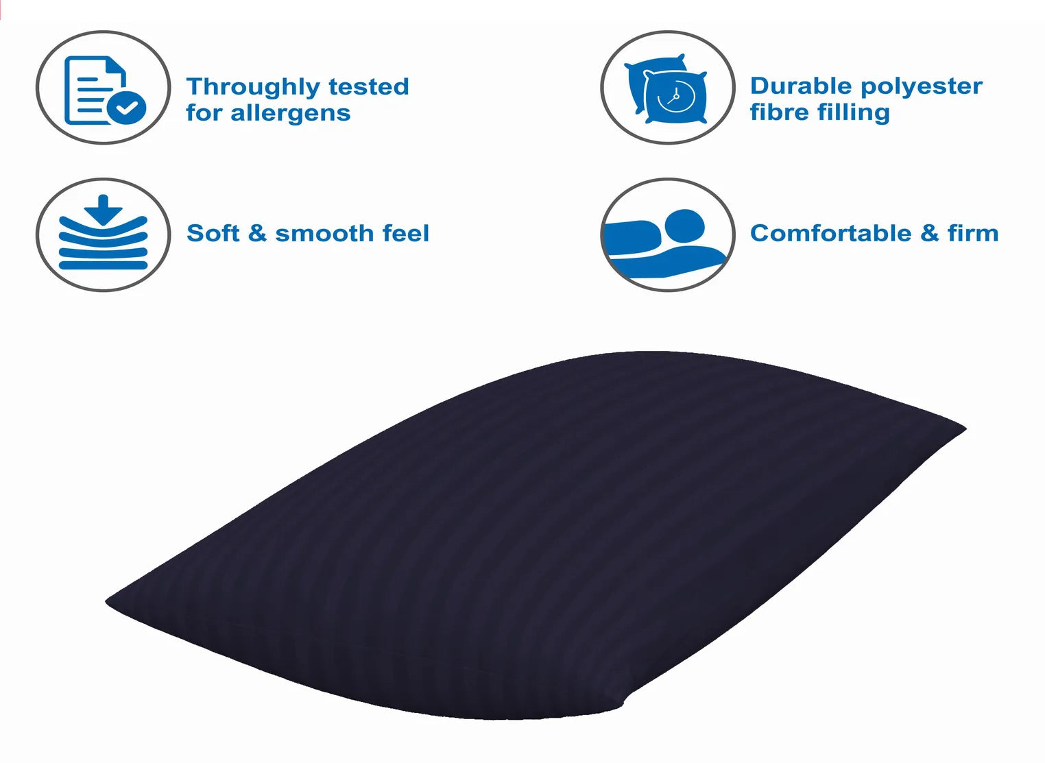 Microfibre Sleeping Pillow Pack of 2 Stripes (Black)