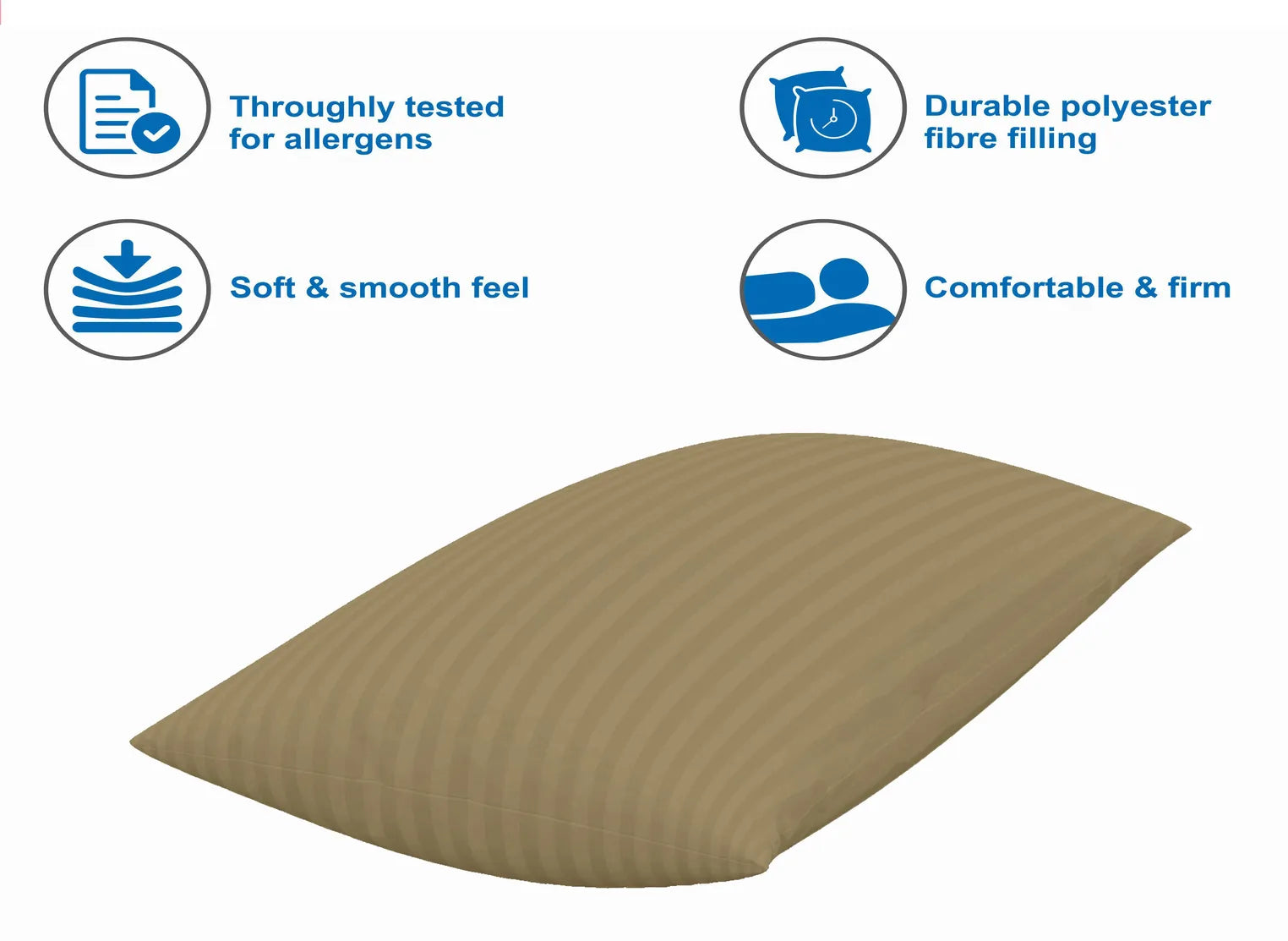 Microfibre Sleeping Pillow Pack of 2 Stripes (Brown)