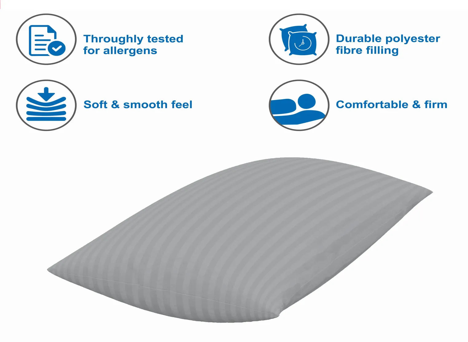 Microfibre Sleeping Pillow Pack of 2 Stripes (L Grey)