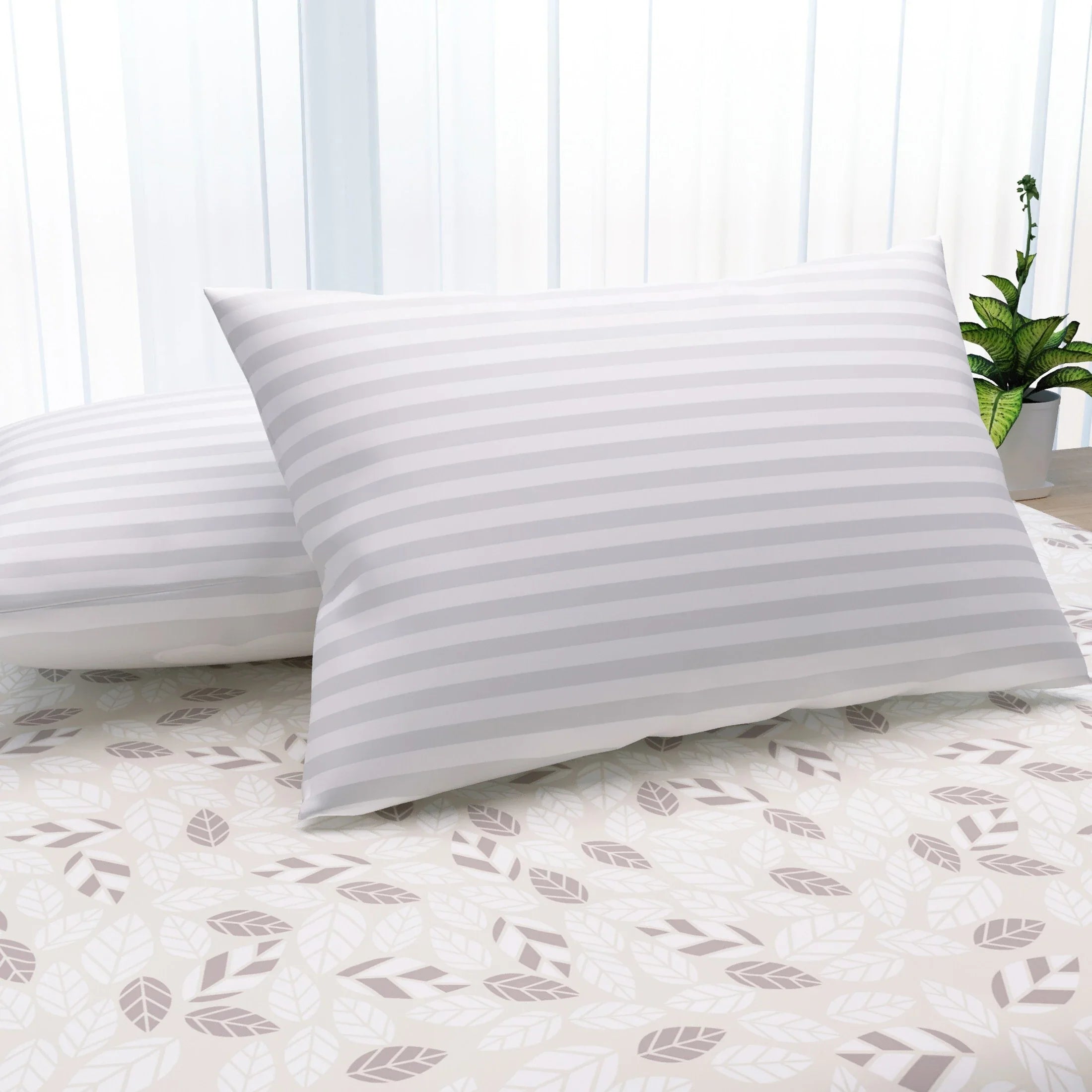 Microfibre Sleeping Pillow Pack of 2 Stripes (White)2