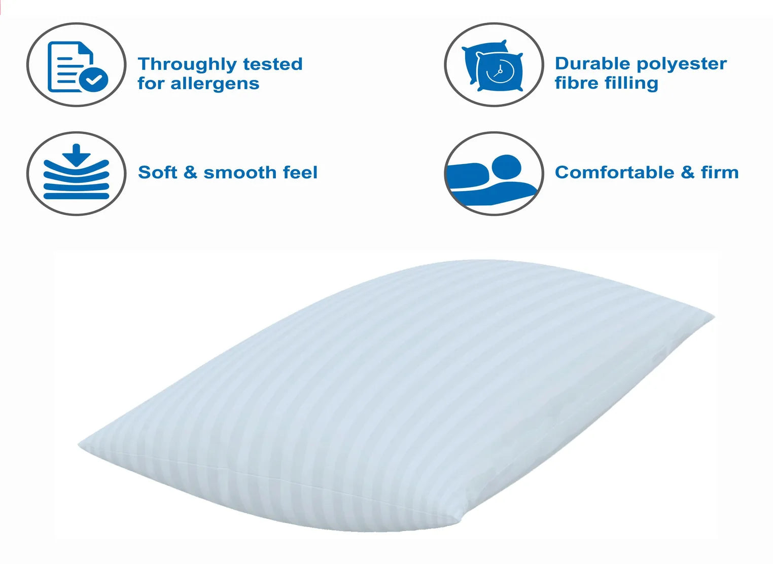 Microfibre Sleeping Pillow Pack of 2 Stripes (White)2