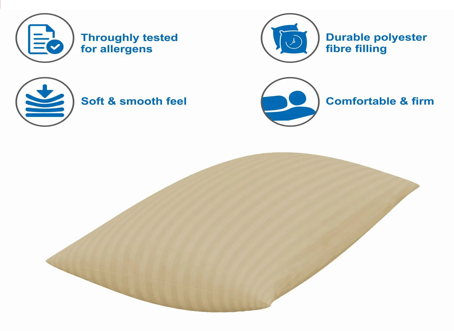 Microfibre Sleeping Pillow Pack of 2 Stripes (Beige)