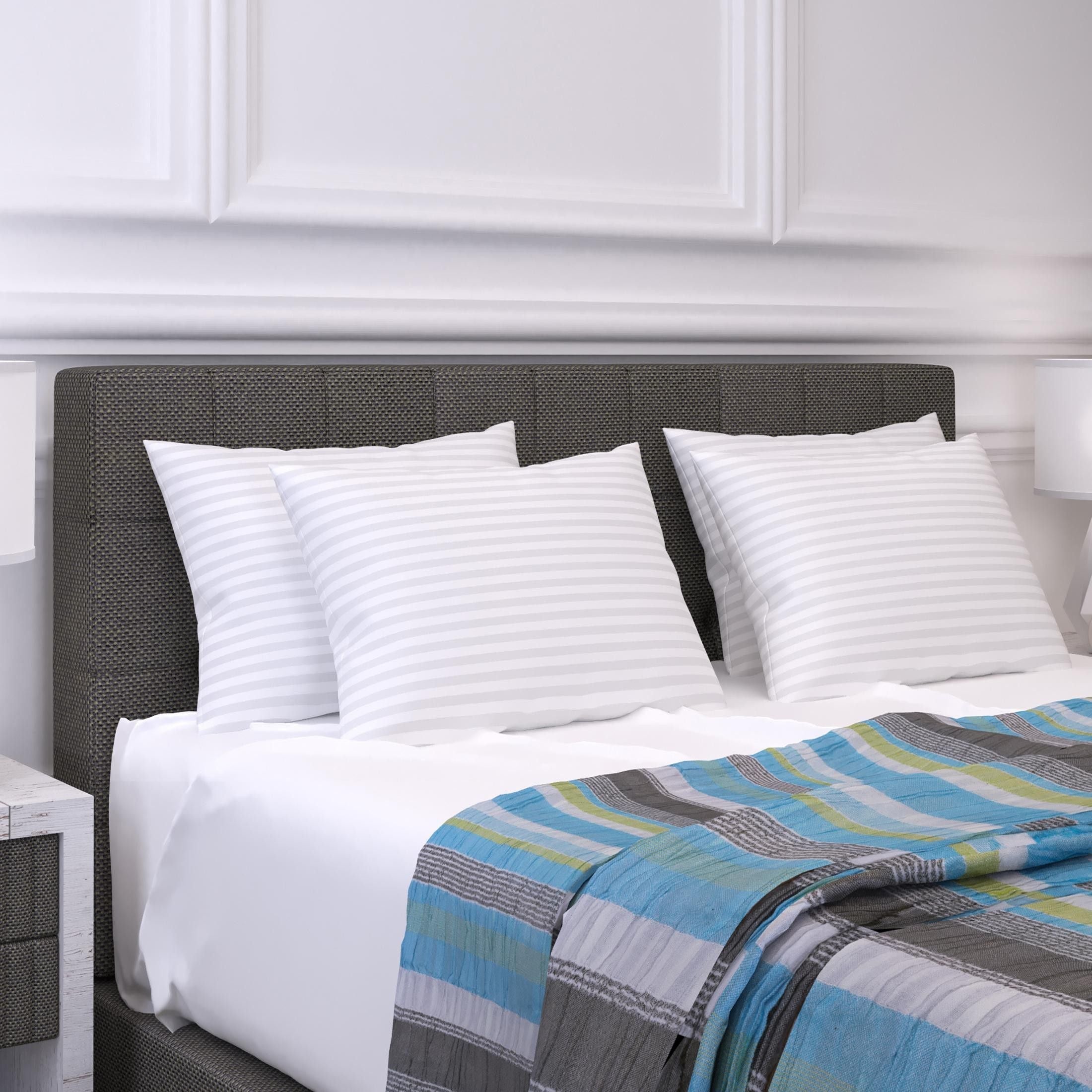 Microfibre Sleeping Pillow Pack of 4 Stripes (White)