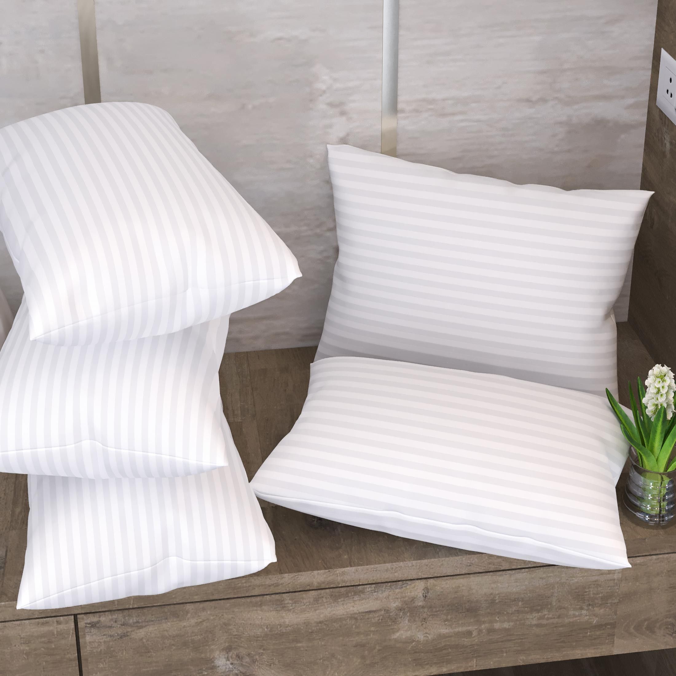 Microfibre Sleeping Pillow Pack of 5 Stripes (White)