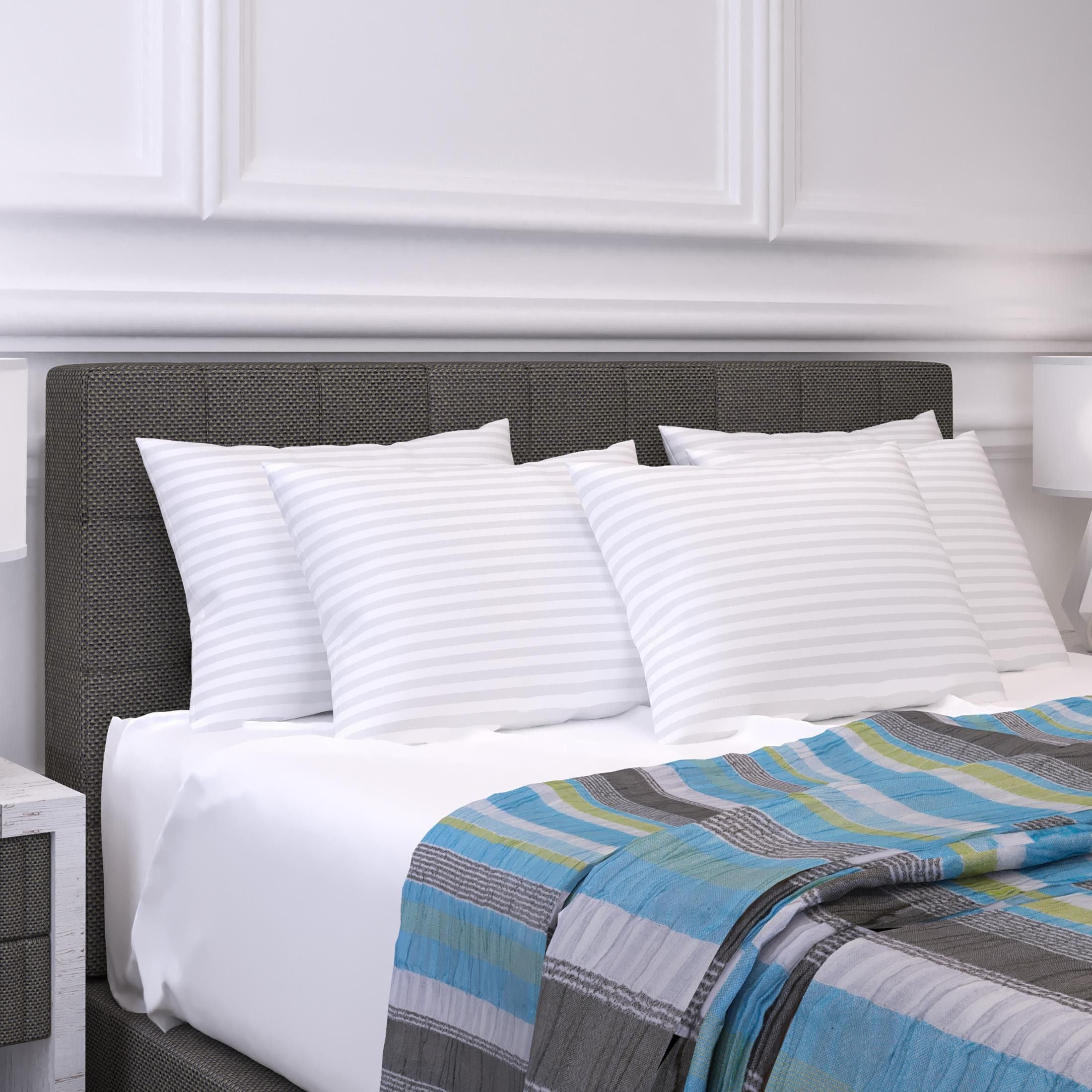 Microfibre Sleeping Pillow Pack of 5 Stripes (White)