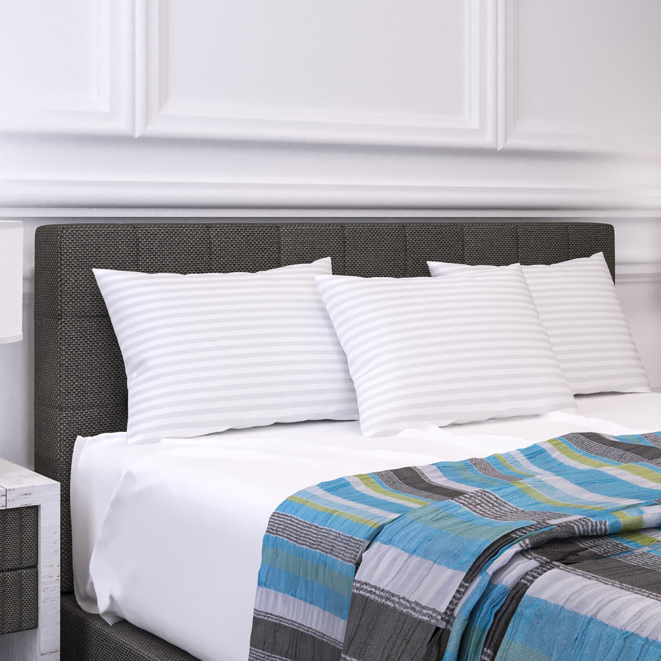 Microfibre Sleeping Pillow Pack of 3 Stripes (White)