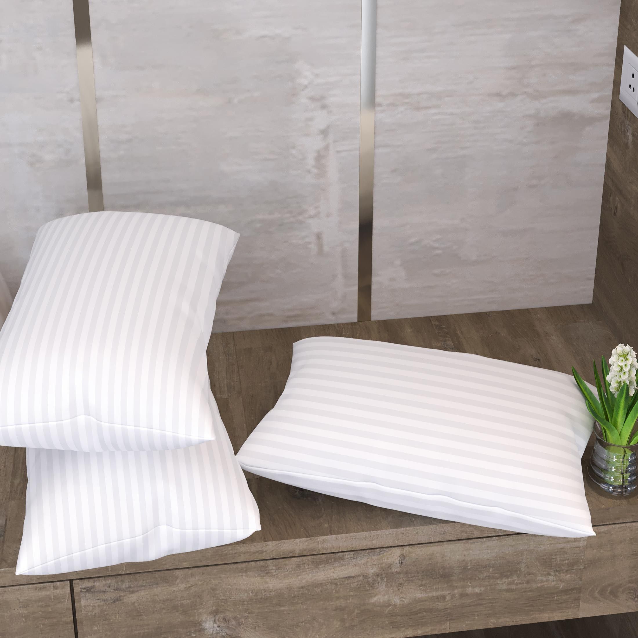 Microfibre Sleeping Pillow Pack of 3 Stripes (White)