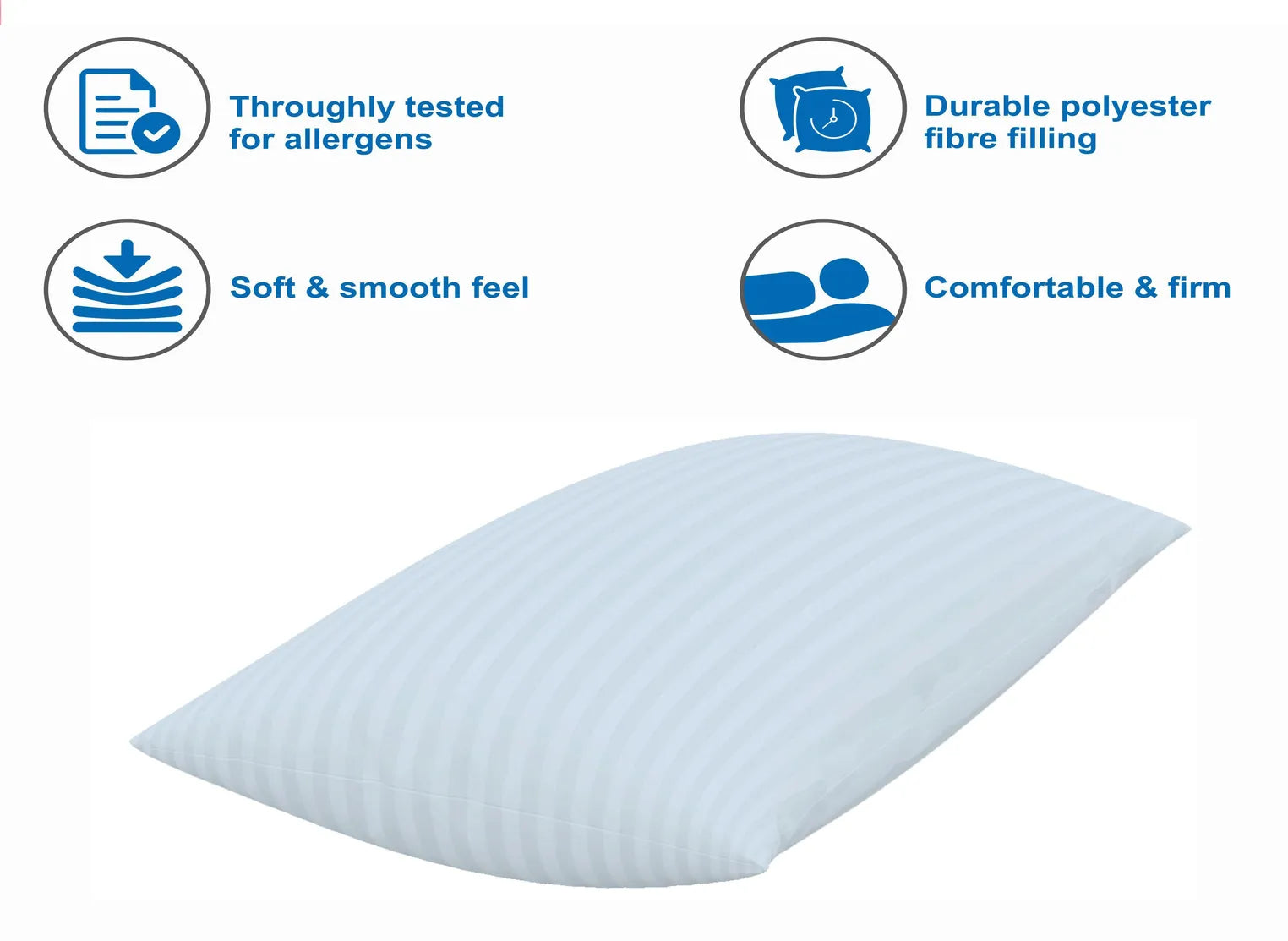 Microfibre Sleeping Pillow Pack of 3 Stripes (White)