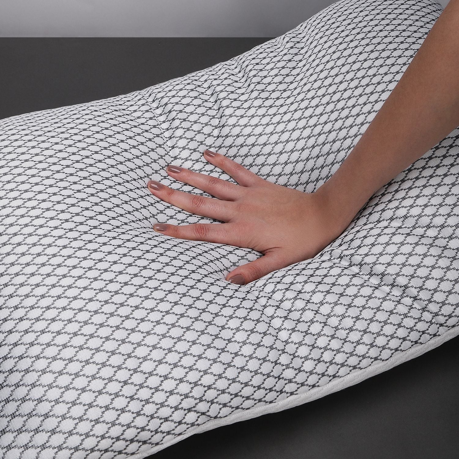 Microfibre Sleeping Pillow Pack of 1 Geometric LUXURY (Milky White)