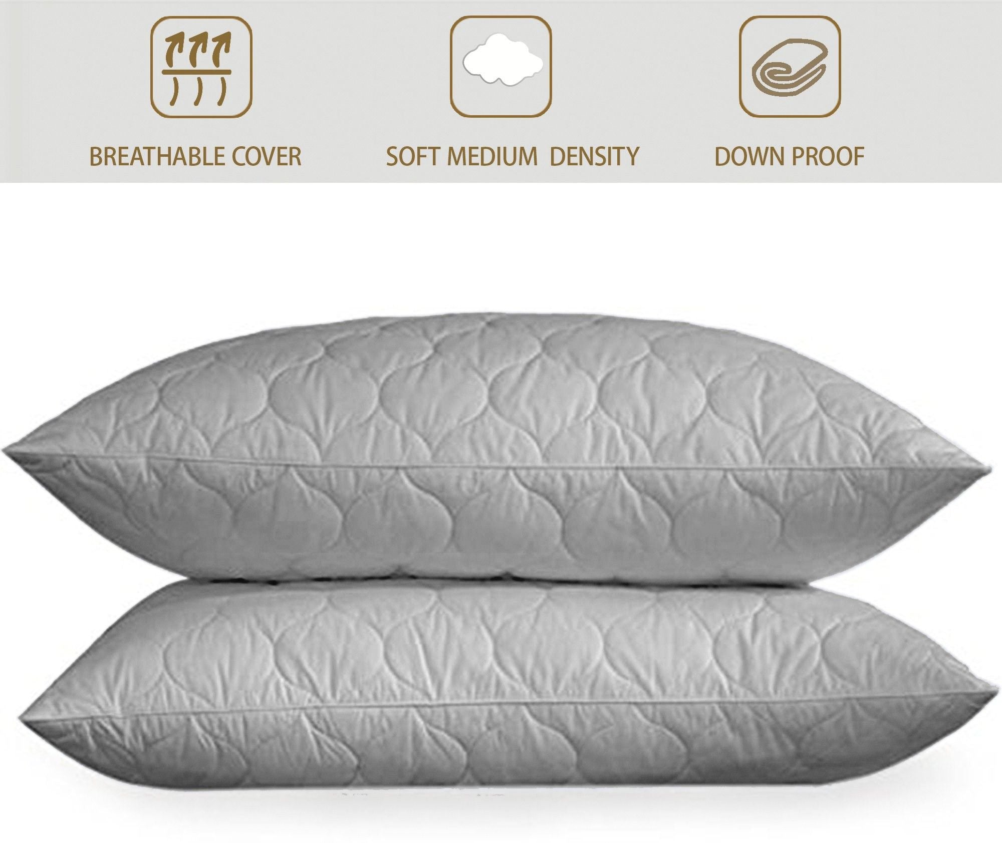 Microfibre Sleeping Pillow Pack of 2 Solid QUILTED (Grey)