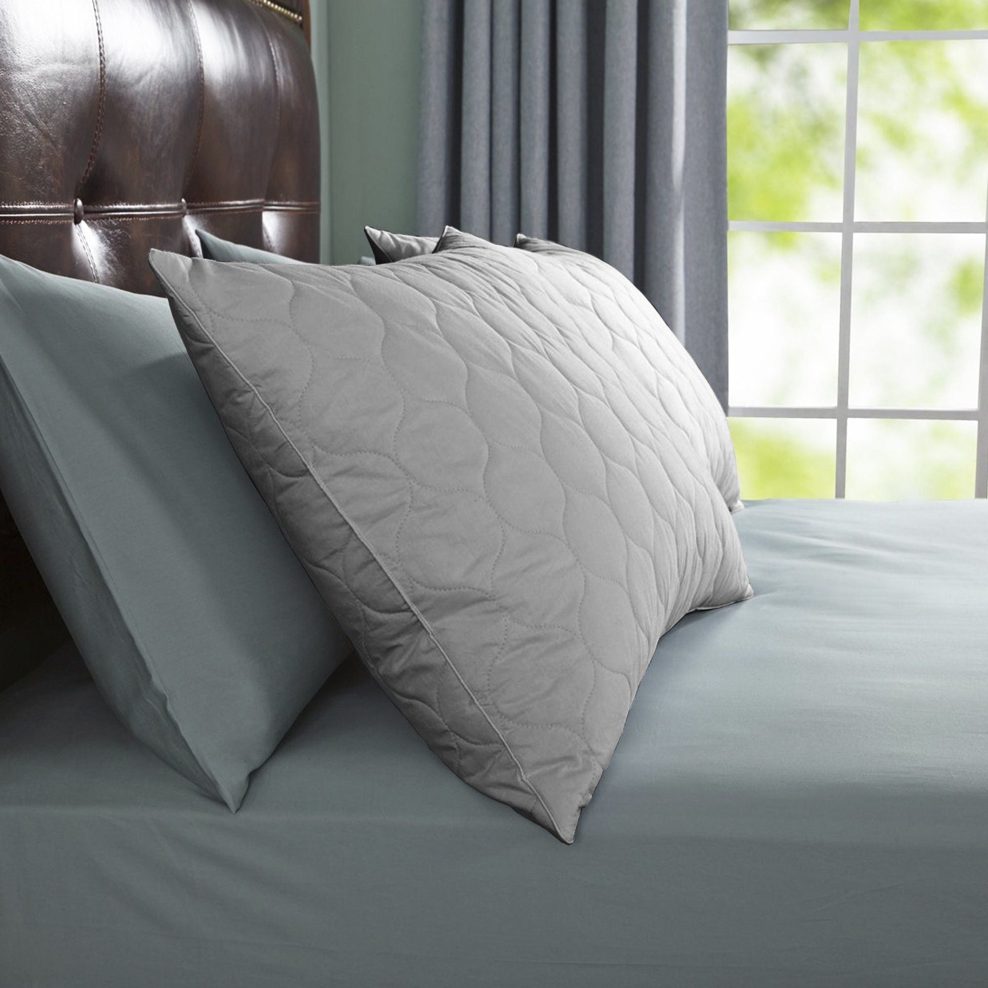 Microfibre Sleeping Pillow Pack of 2 Solid QUILTED (Grey)