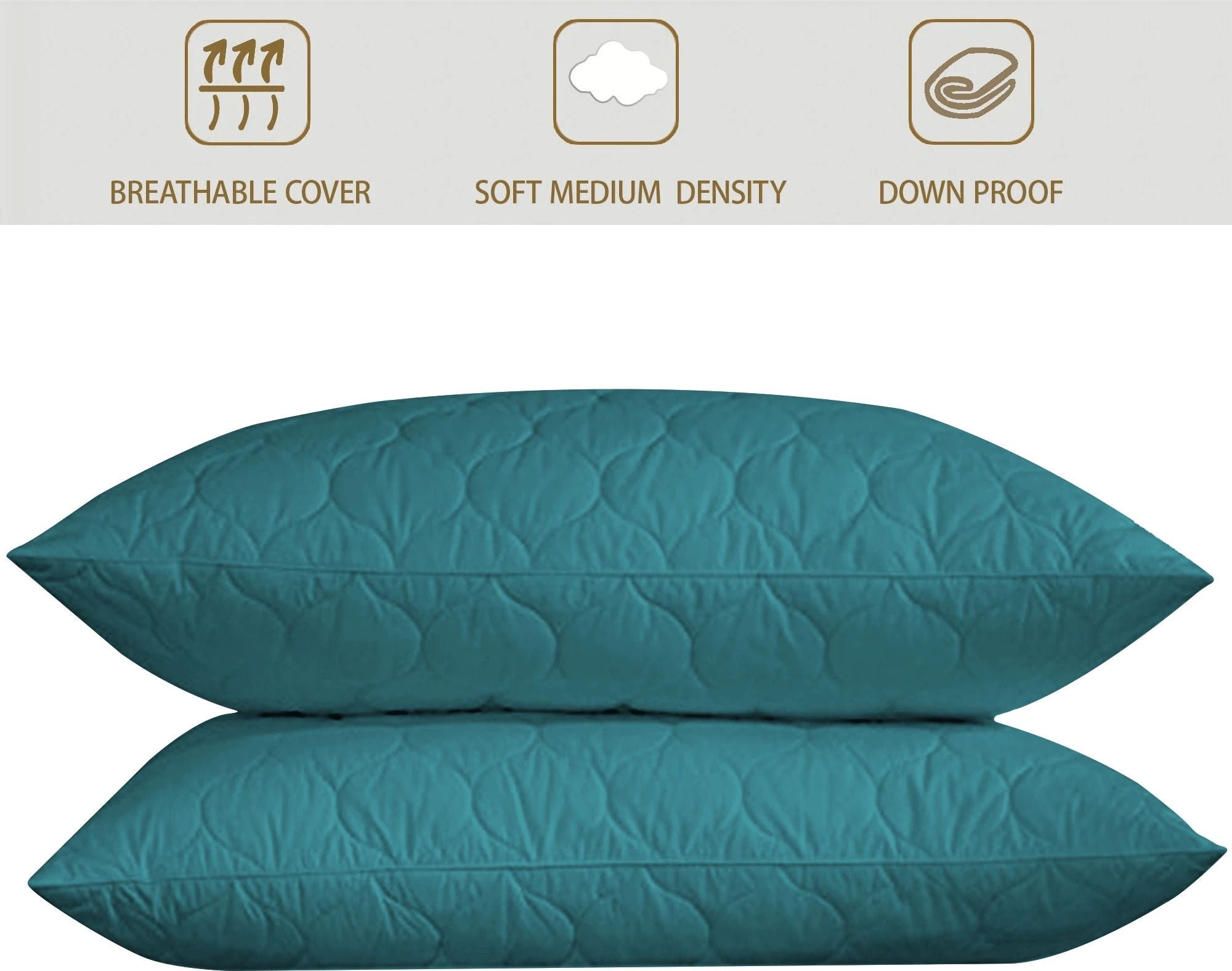 Microfibre Sleeping Pillow Pack of 2 Solid QUILTED (Blue)