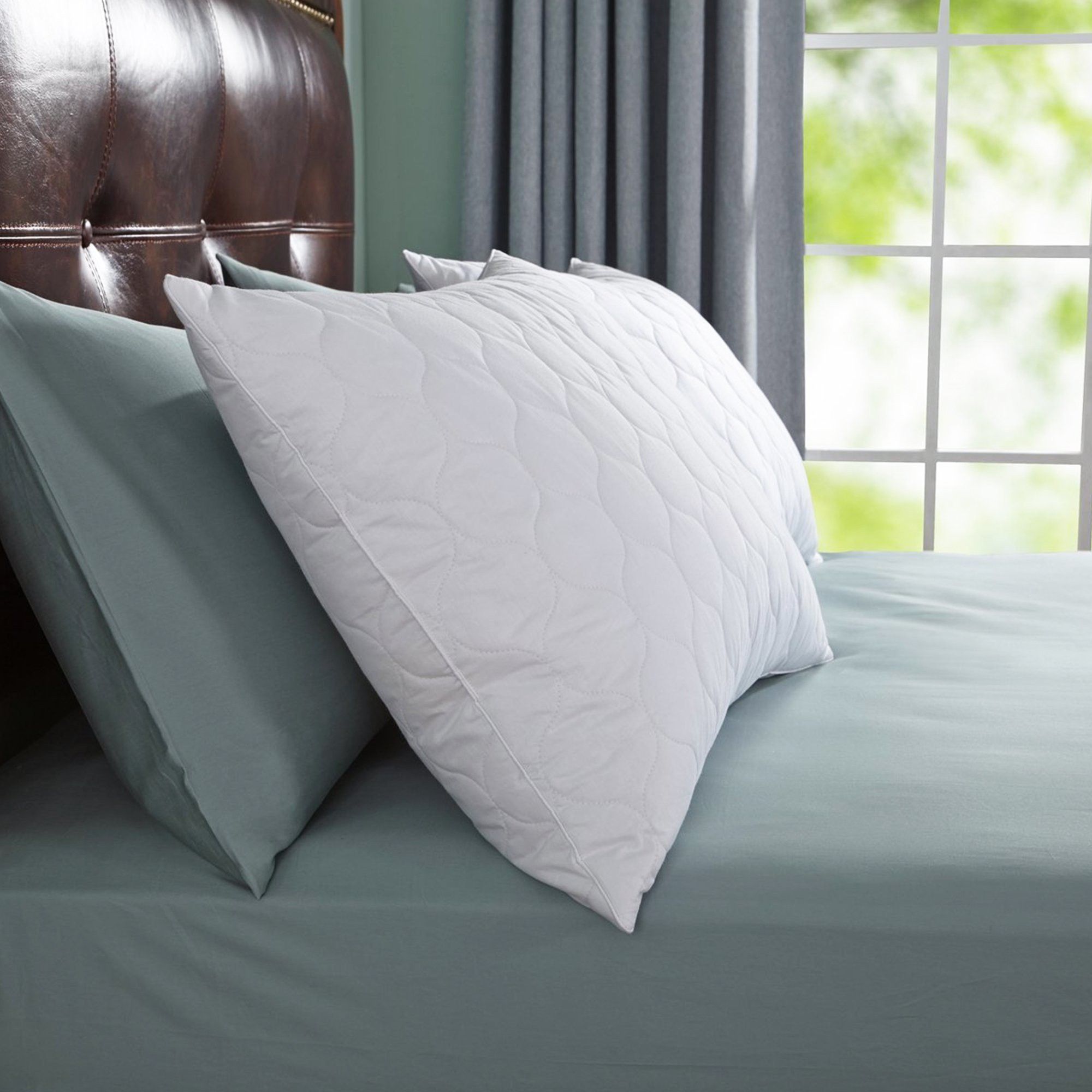 Microfibre Sleeping Pillow Pack of 2 Solid QUILTED (White)