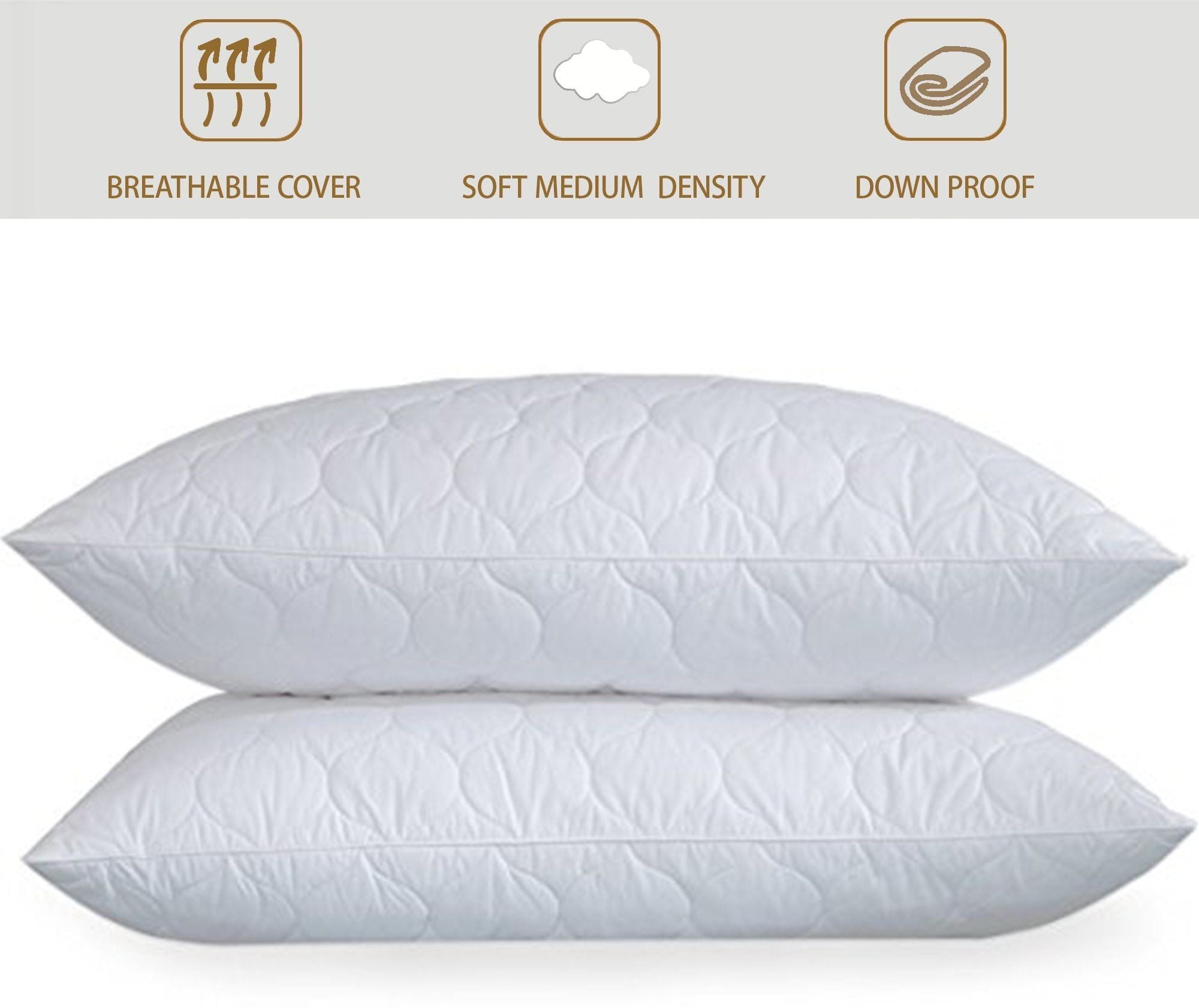 Microfibre Sleeping Pillow Pack of 2 Solid QUILTED (White)