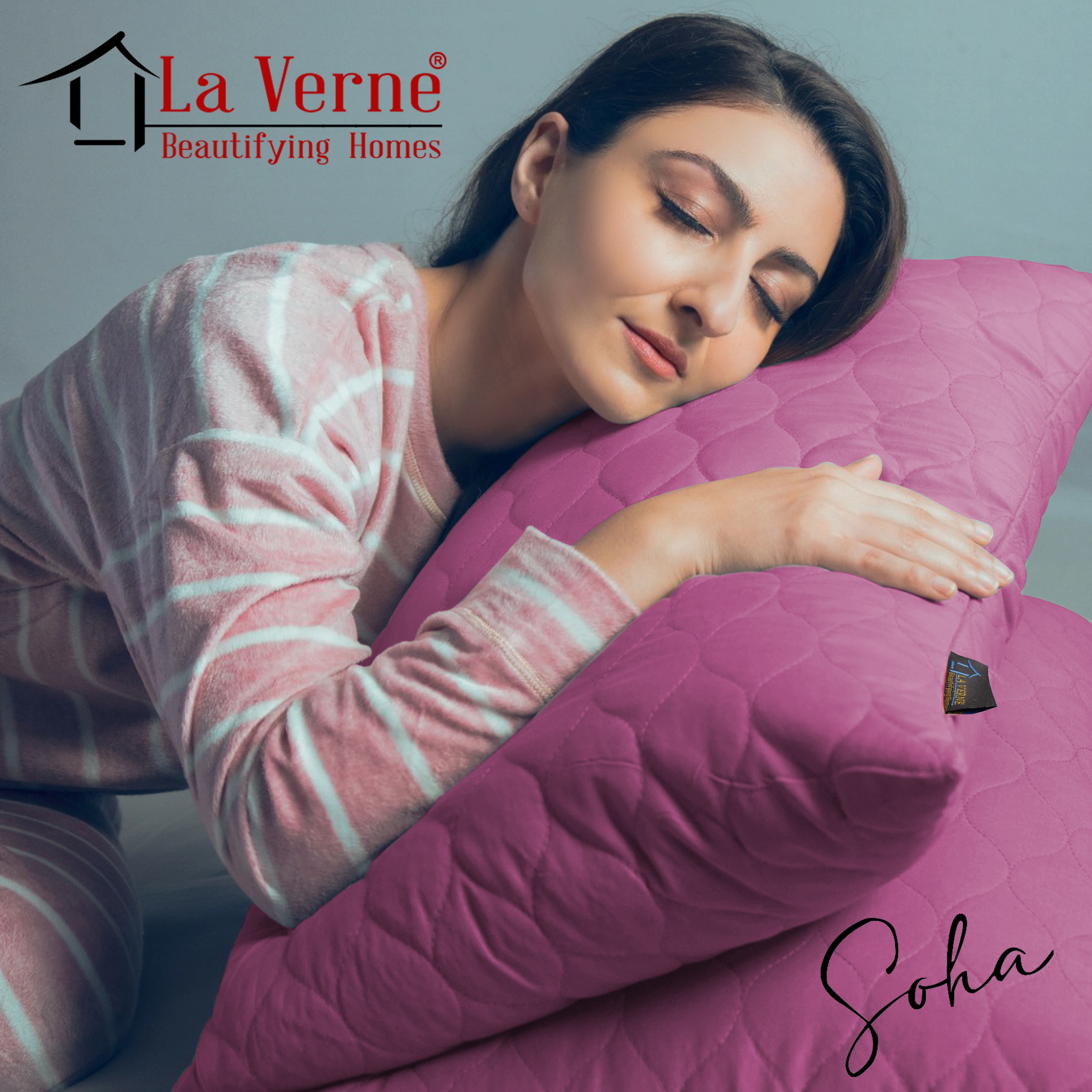 Microfibre Sleeping Pillow Pack of 2 Solid QUILTED (Pink)