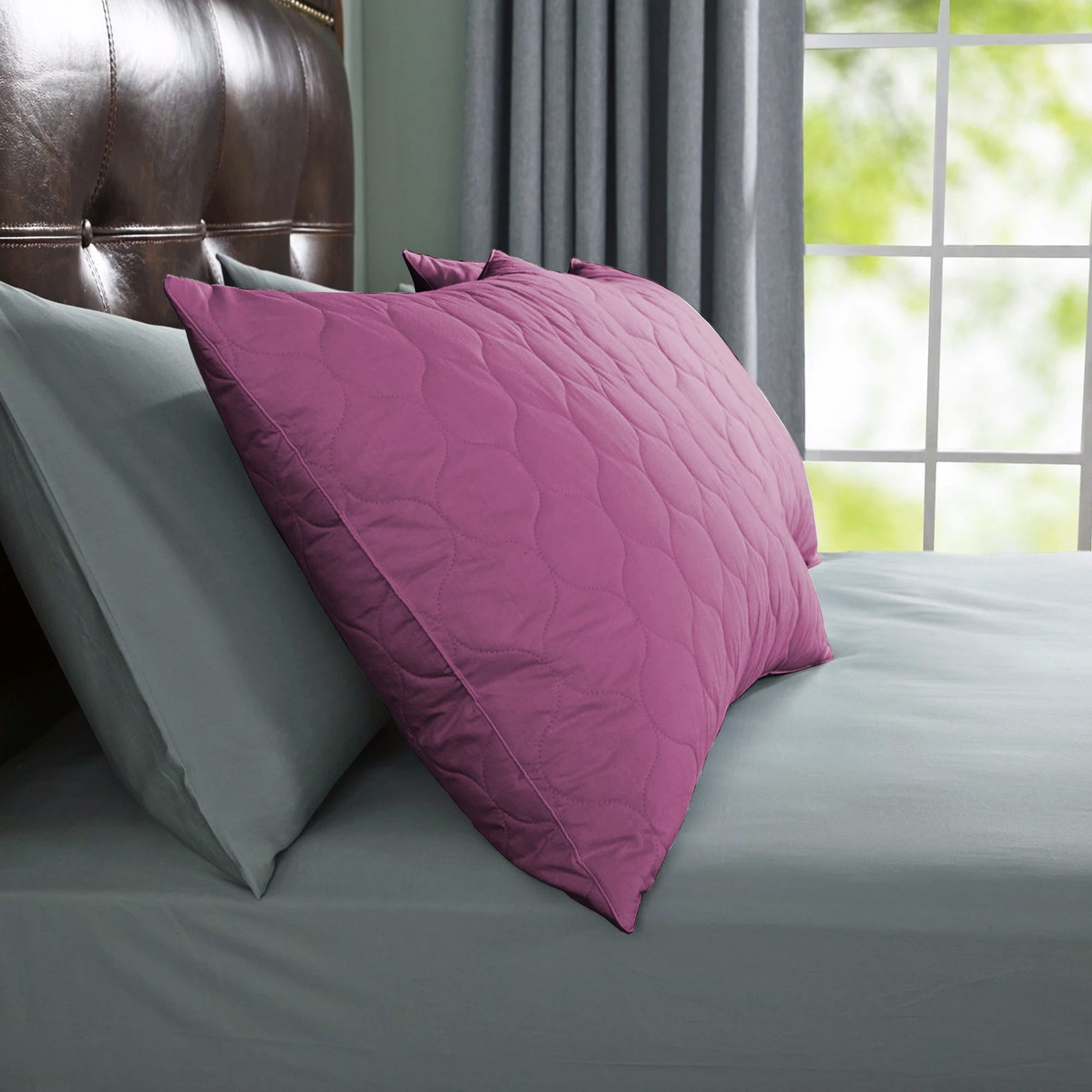 Microfibre Sleeping Pillow Pack of 2 Solid QUILTED (Pink)