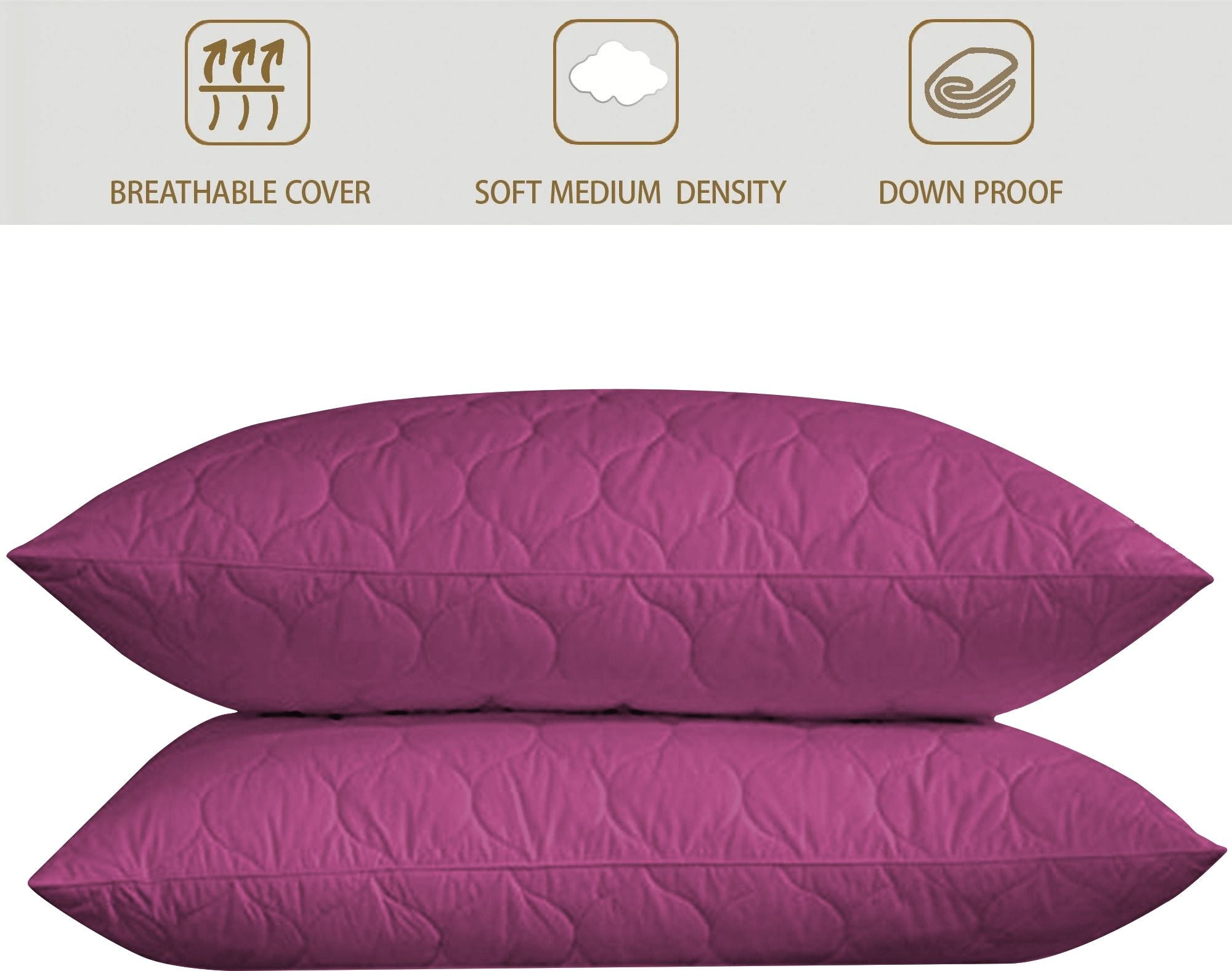 Microfibre Sleeping Pillow Pack of 2 Solid QUILTED (Pink)