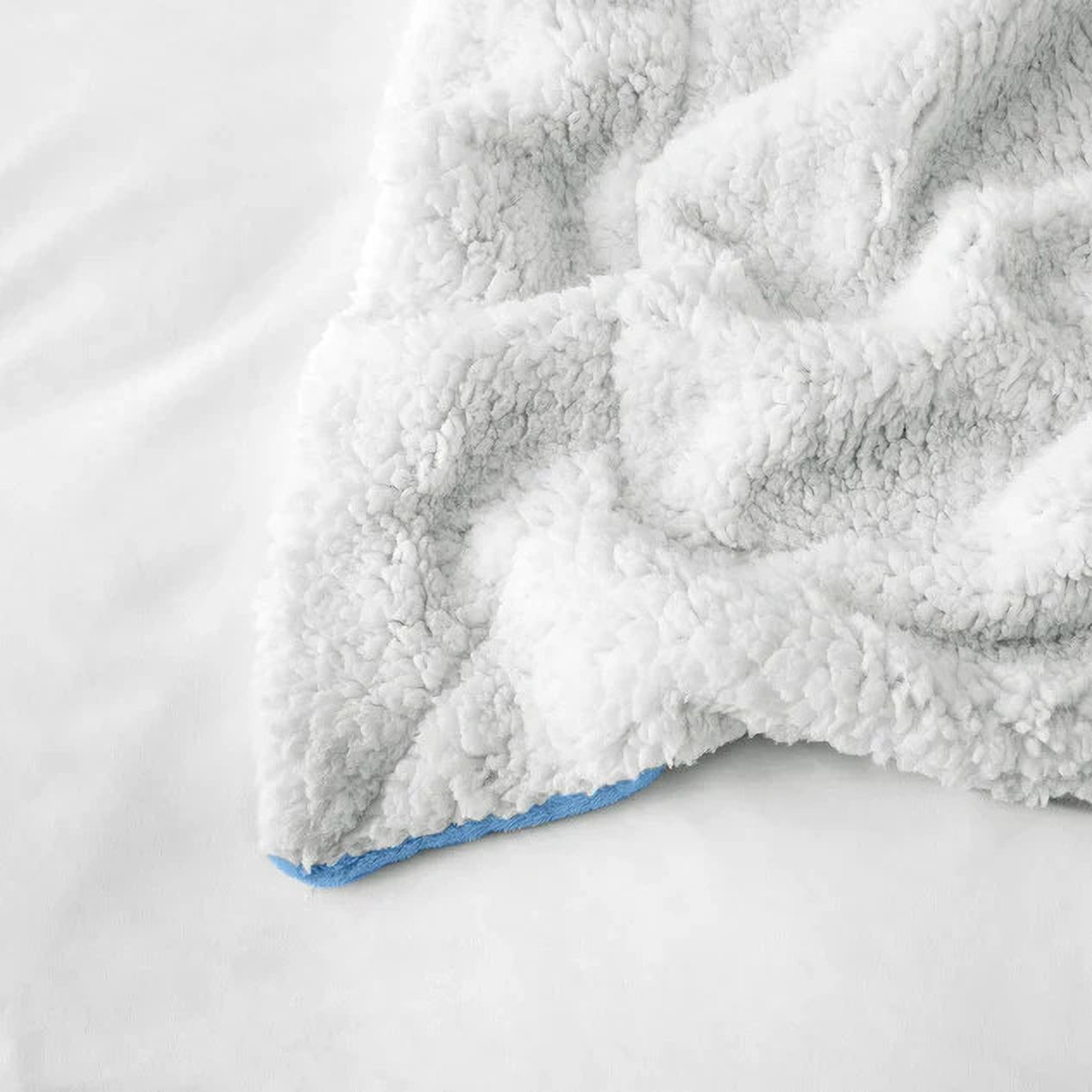 Solid Double Sherpa Blanket for  Heavy Winter (Woollen Blend, Sky Blue)