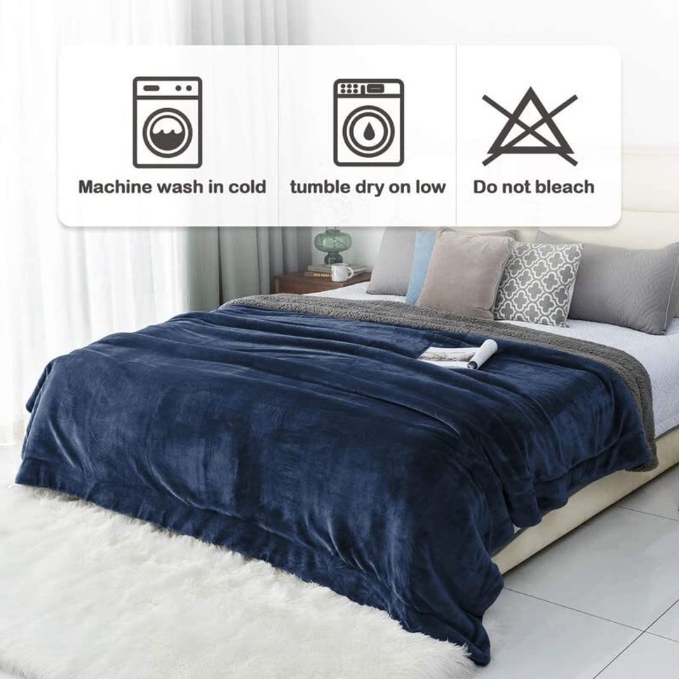 Solid Single Sherpa Blanket for  Heavy Winter (Woollen Blend, Sky Blue)