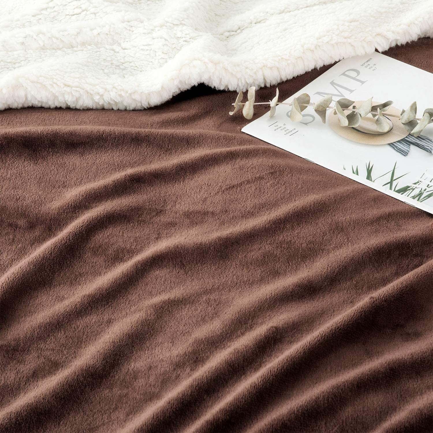 Solid Single Sherpa Blanket for  Heavy Winter (Woollen Blend, Brown)