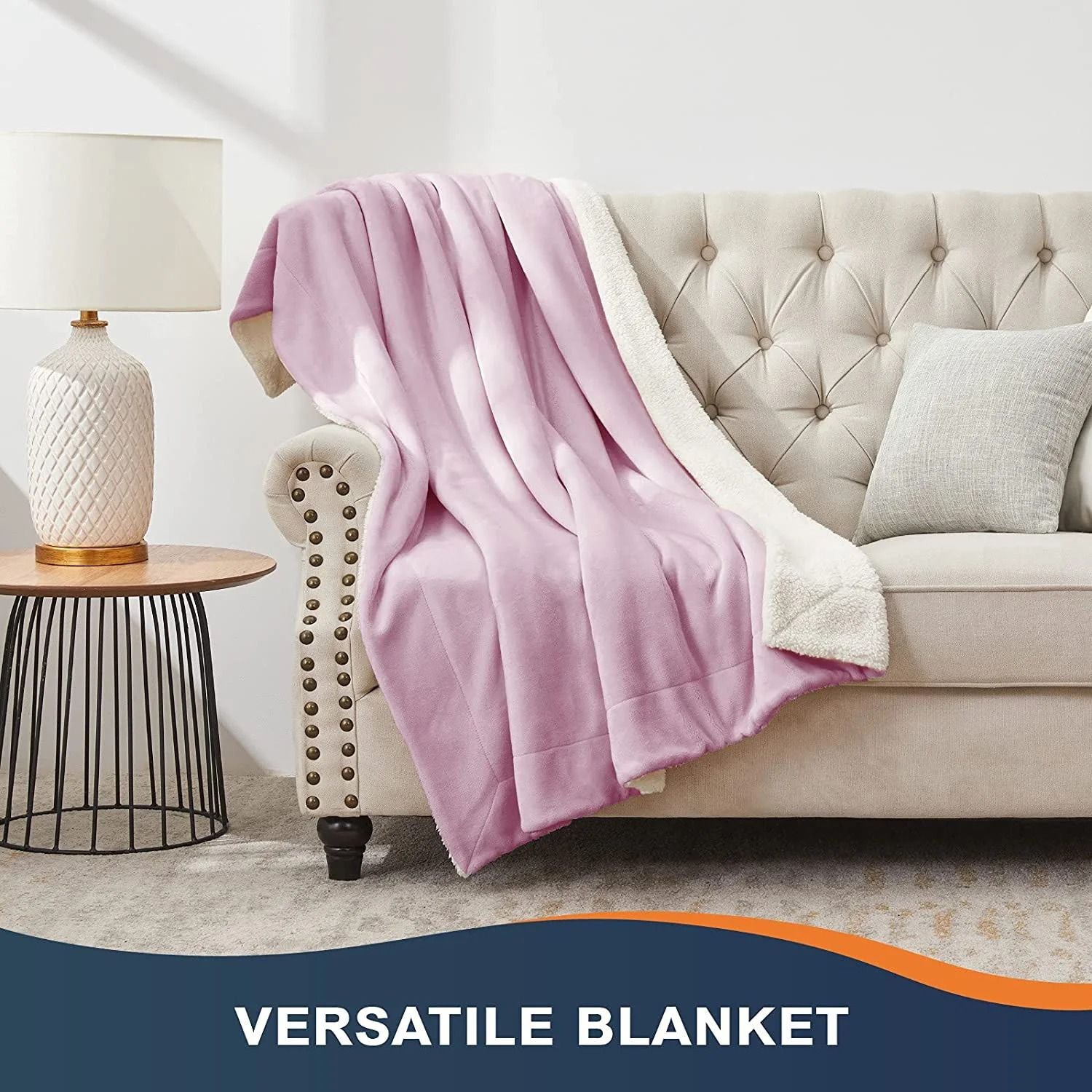 Solid Single Sherpa Blanket for  Heavy Winter (Woollen Blend, Pink)