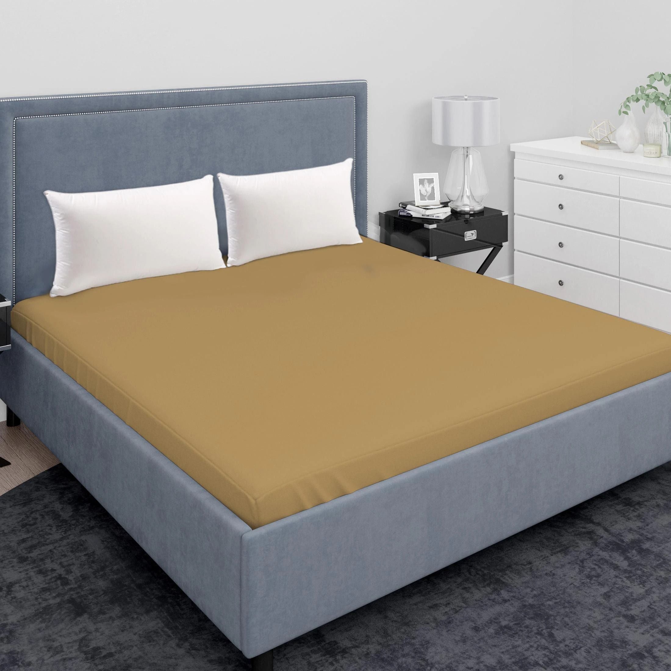 Fitted King Size Breathable, Stretchable, Waterproof Mattress Cover (Beige)