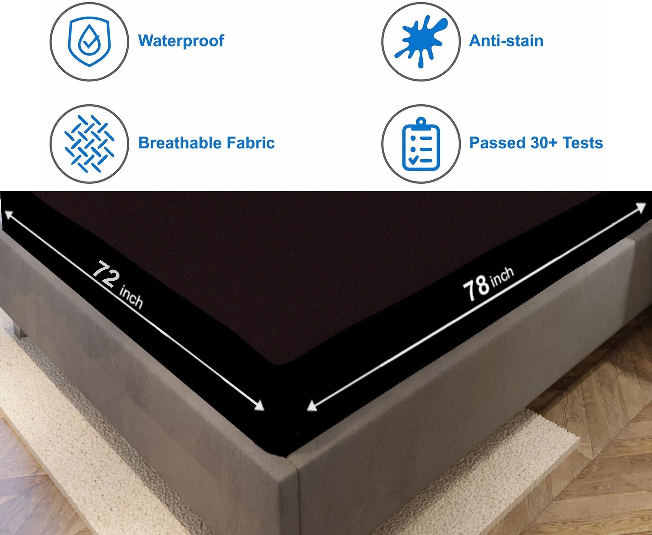 Fitted King Size Breathable, Stretchable, Waterproof Mattress Cover (Brown)