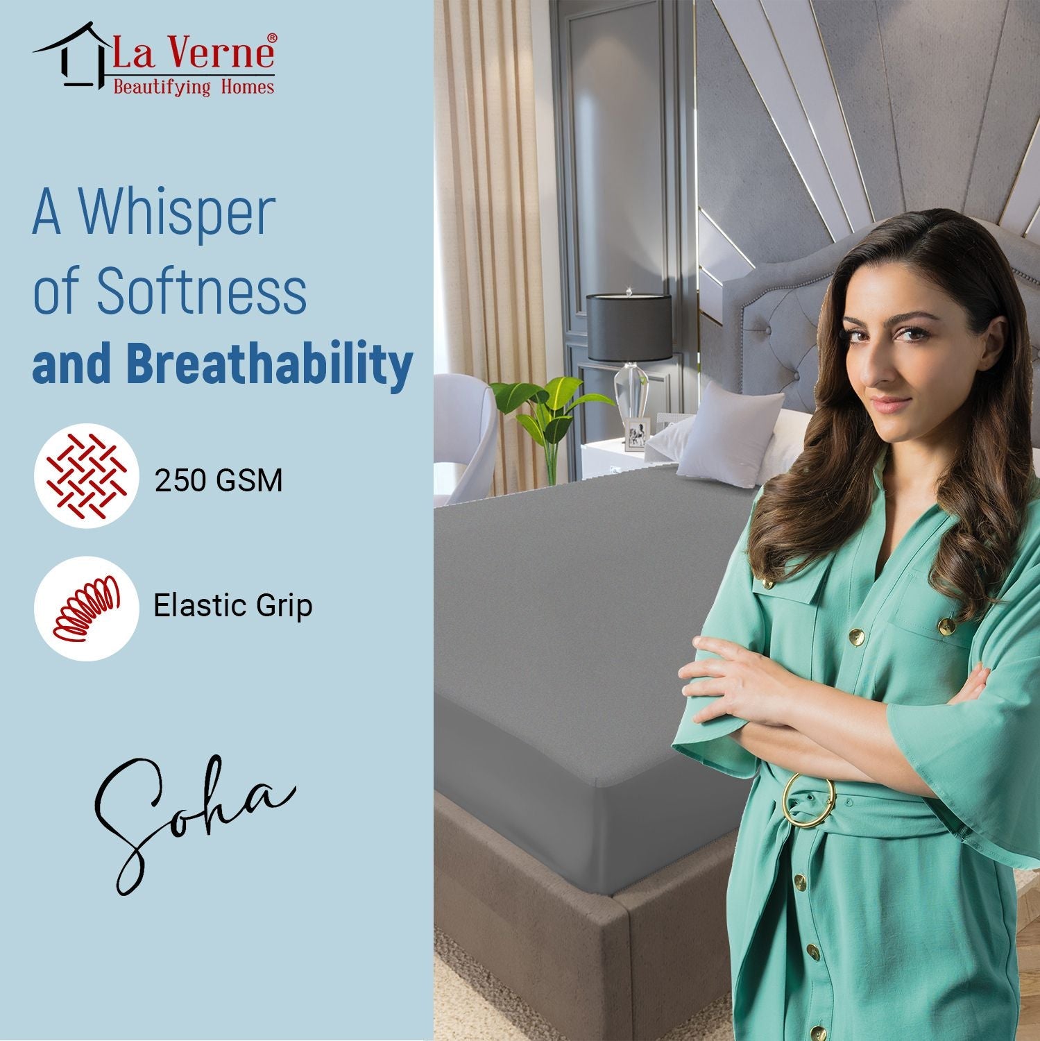Fitted King Size Breathable, Stretchable, Waterproof Mattress Cover (Grey)