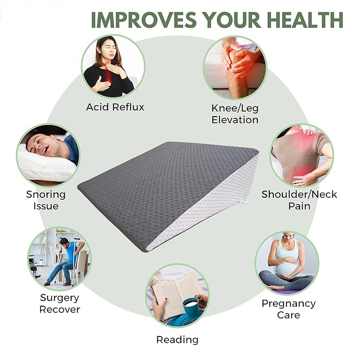 Memory Foam Orthopaedic Pillow Pack of 1 Geometric WEDGE (Grey)