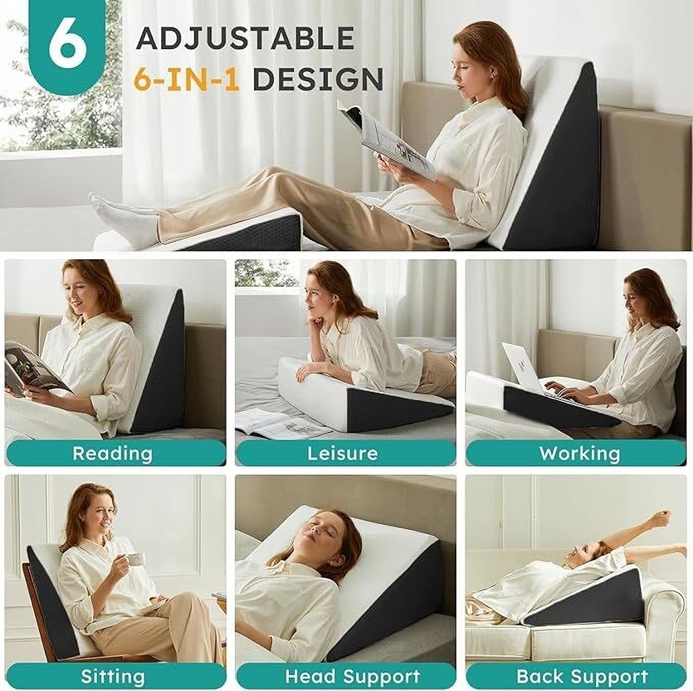 Memory Foam Orthopaedic Pillow Pack of 1 Geometric WEDGE (Off White)