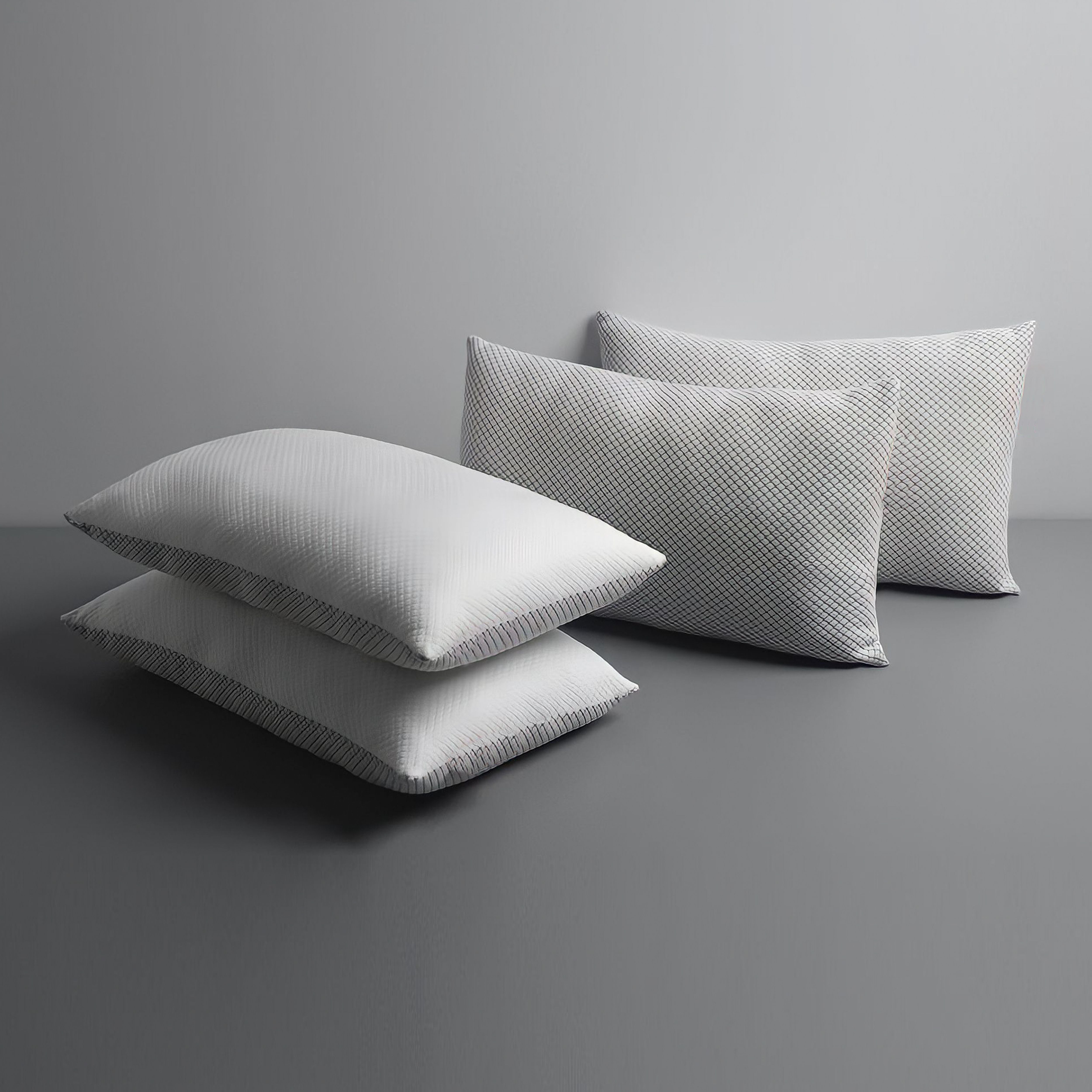 Microfibre Sleeping Pillow Pack of 4 Geometric LUXURY (Milky White)